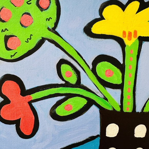 ORIGINAL Painting POP Art Collectible Flowers Apples 12" x 12" Canvas Panel - Picture 5 of 7